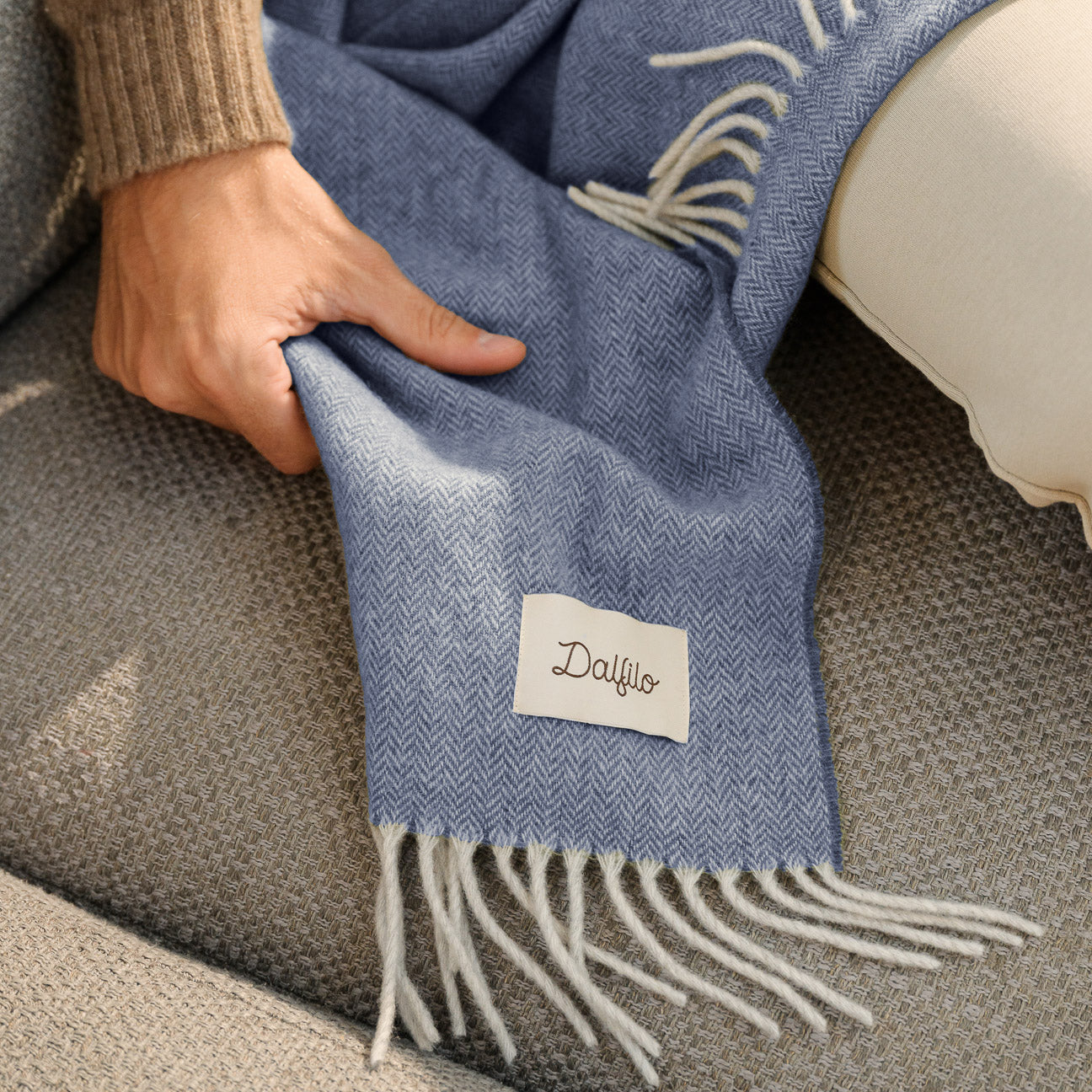 Wolldecke
- 130x180 cm- Denim- Regenerierter Wolle - Dalfilo